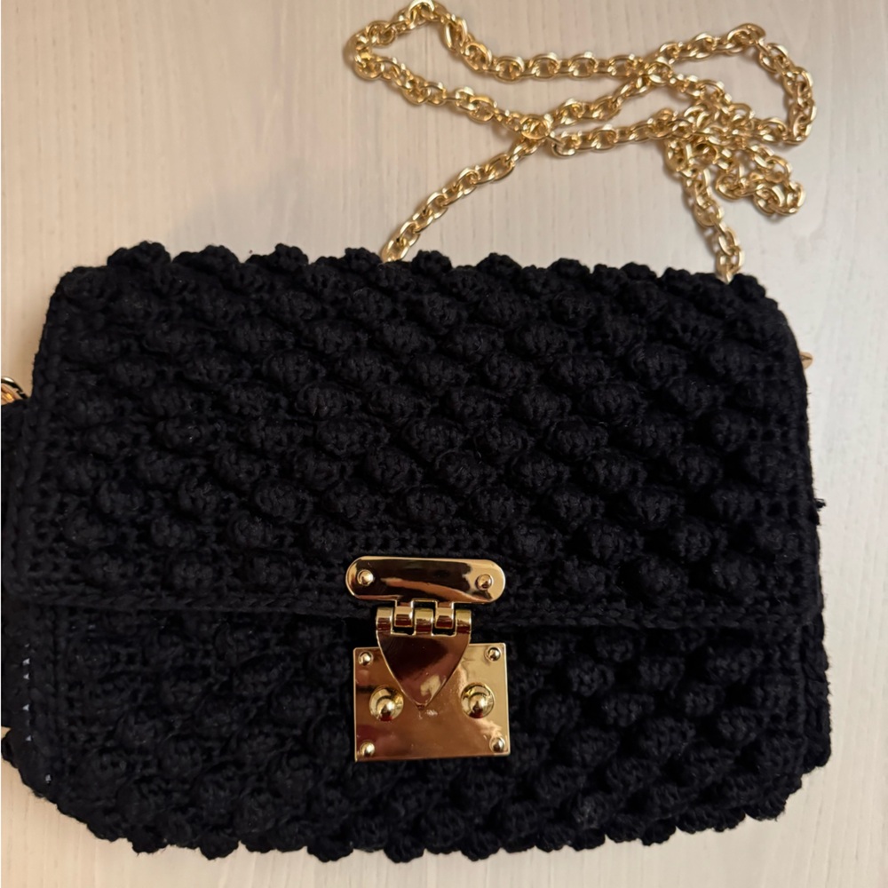 Homemade Black Quilted Chain Bag
